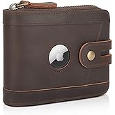 Polare Full Grain Leather Bifold Wallet for Men RFID Blocking Card Case with AirTag Slot and YKK Zip Coin Pocket