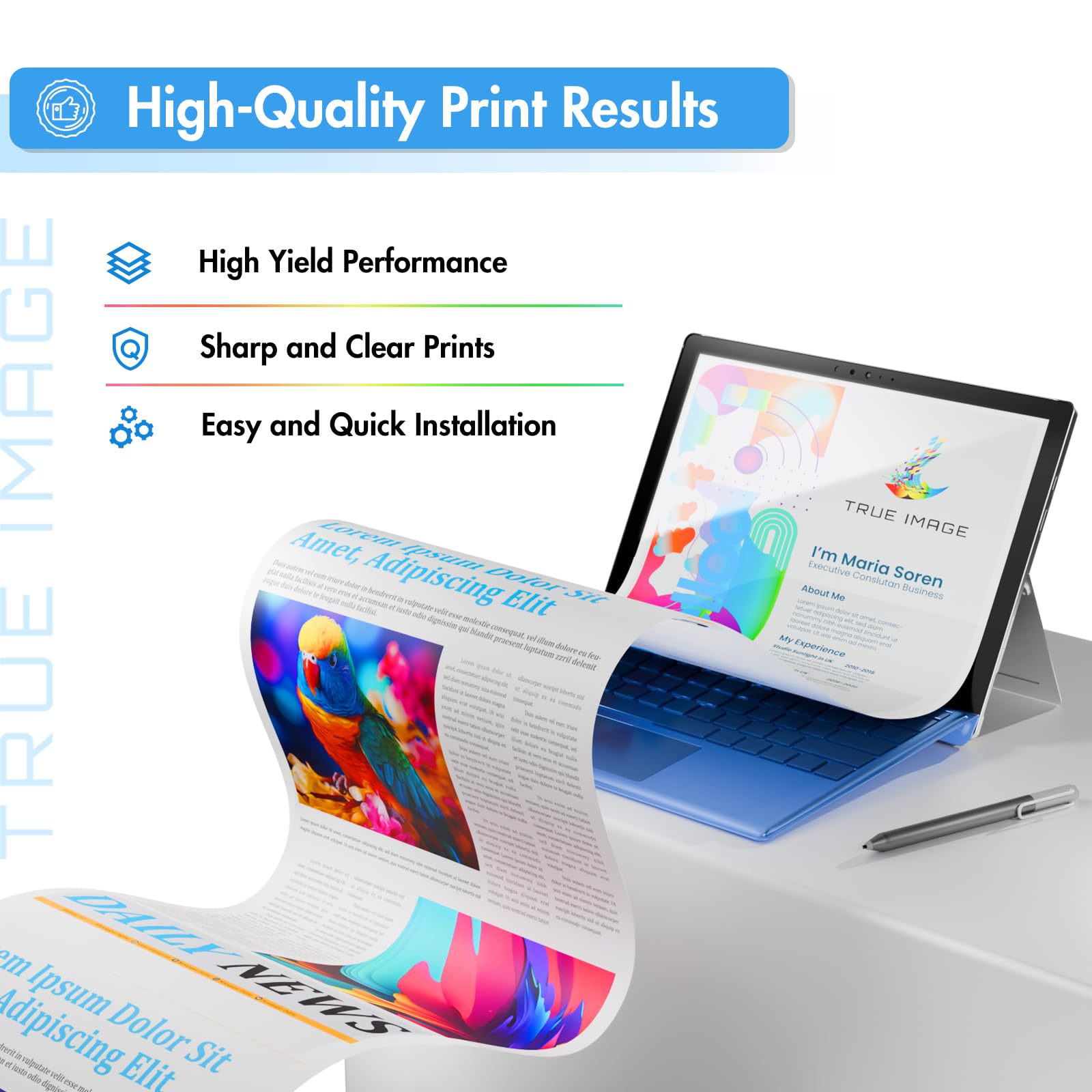 TRUE IMAGE Compatible Toner Cartridge Replacement for HP 131X 131A M276nw CF210X for HP Laserjet Pro 200 Color MFP M276nw M251nw M276n M251n Printer Ink (Black Cyan Yellow Magenta, 4-Pack)