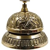 The Metal Magician Solid Brass Victorian Style Service Desk Bell, Antique Reception Desk Bell, Rustic Bells for Hotel, Restaurant, Kitchen, School, Office, Counter