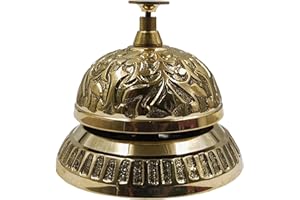 The Metal Magician Solid Brass Victorian Style Service Desk Bell, Antique Reception Desk Bell, Rustic Bells for Hotel, Restaurant, Kitchen, School, Office, Counter