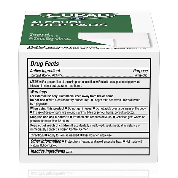 CURAD ALCOHOL PREP PADS (PACK OF 4 BOXES) | 400 PIECES OF MEDIUM ISOPROPYL ALCOHOL WIPES INDIVIDUALLY WRAPPED | FIRST AID ALCOHOL SWABS FOR CUTS & SCRAPES | MEDICAL ALCOHOL PADS FOR GENERAL CLEANSING