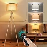 OUTON Solid Wood Tripod Floor Lamp, Dimmable LED with Remote, 4 Color Temps view 2