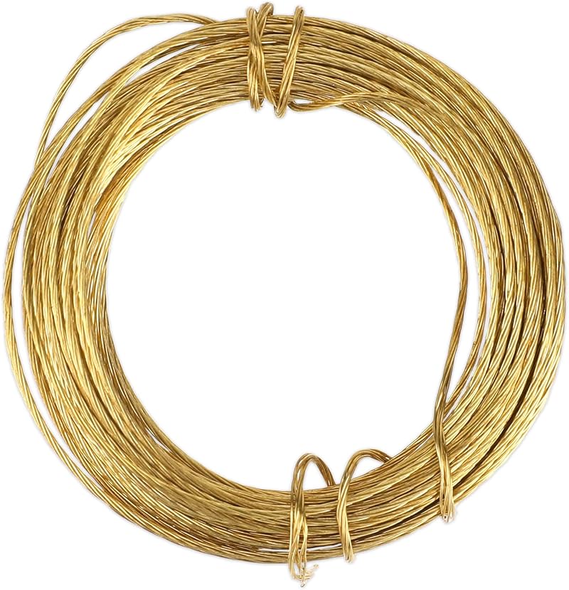 Mozeat Lens Brass Picture Hanging Wire 32.5 Feet 0.7mm Gold Braided