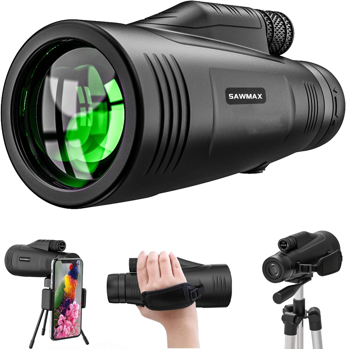 Monocular Telescope 12x50 High Definition With Quick Smartphone Adapter&Tripod&Hand Strap Waterproof Night Vision Monoculars for Bird Watching Hunting : Camera & Photo