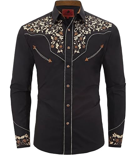 Amazon.com: ZEROYAA Mens Hipster Design Golden Floral Embroidery