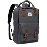 VASCHY 15.6inch Laptop Work Backpack for Men, Women, School, Grey | Travel Backpack for Men/Women, School Backpack BookBag, Padded Laptop Sleeve, Top Handle, Water Resistant, Vintage