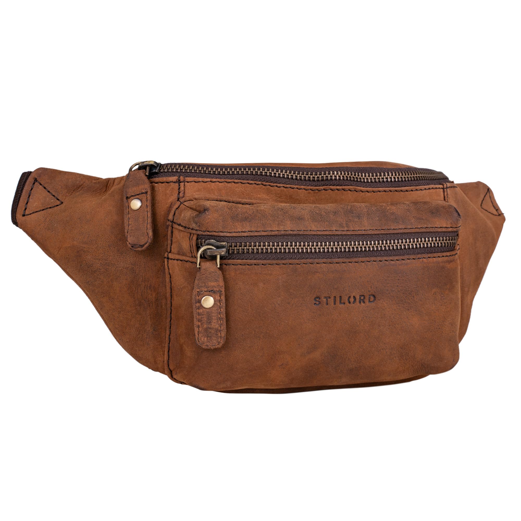 STILORD "Portland" Vintage Bum Bag Leather Vintage Pouch Bag or Cross-Over for Festival Belt Waist Bag Genuine Leather Colour:Sepia - Brown