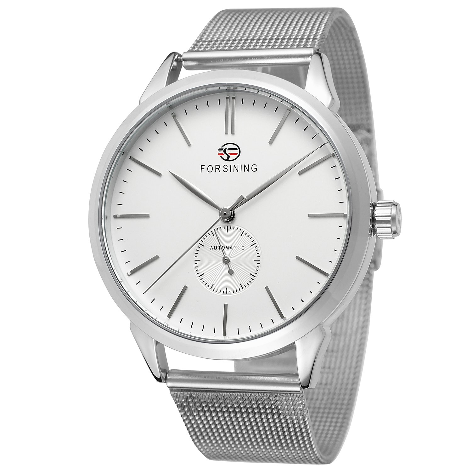 FORSINING Men's Automatic Chinese Movement Analog Unique Wristwatch with Stainless Steel Bracelet