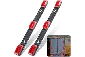 Gonice 2Pcs 15" Red Clearance ID BAR Marker Light - 3 Light 9 LED Trailer Sealed Stainless Steel Identification Running Marker Tail Light Bar for Truck Trailer Boat Marine