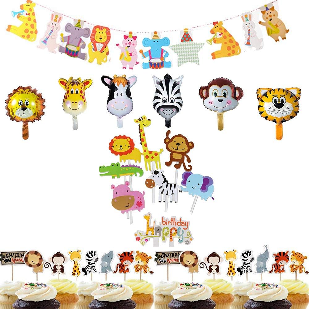 LOKIPA 33pcs Jungle Safari Party Supplies,Jungle Animal LOKIPA 33pcs Jungle Safari Party Supplies,Jungle Animal