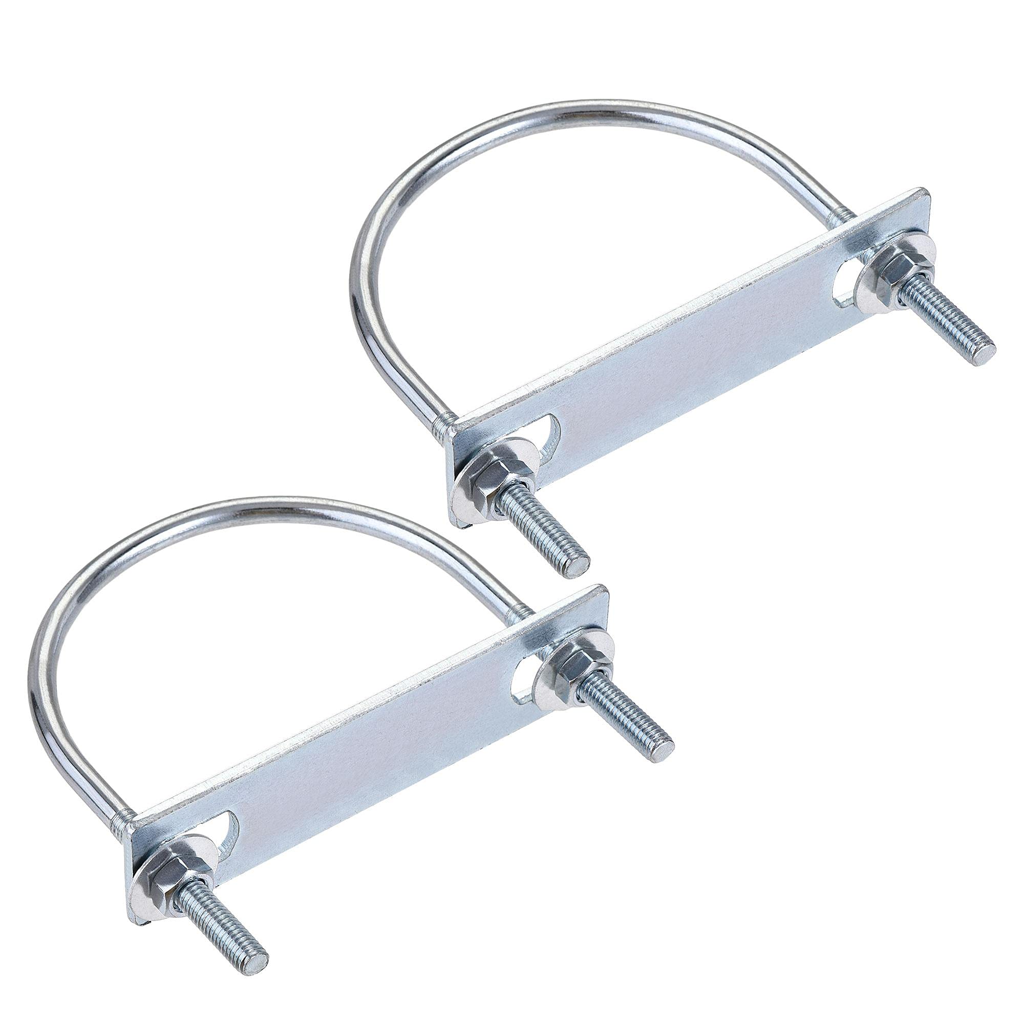 sourcing map Round U-Bolts 2 Sets 3.03"(77mm) Inner Width 99mm Length Steel M6 with Nut, Plate, Washer