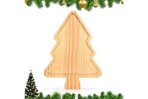 Wooden Christmas Tree Serving Tray, Festive Charcuterie Board & Snack Platter for Holiday Table Decorations and Party Serving