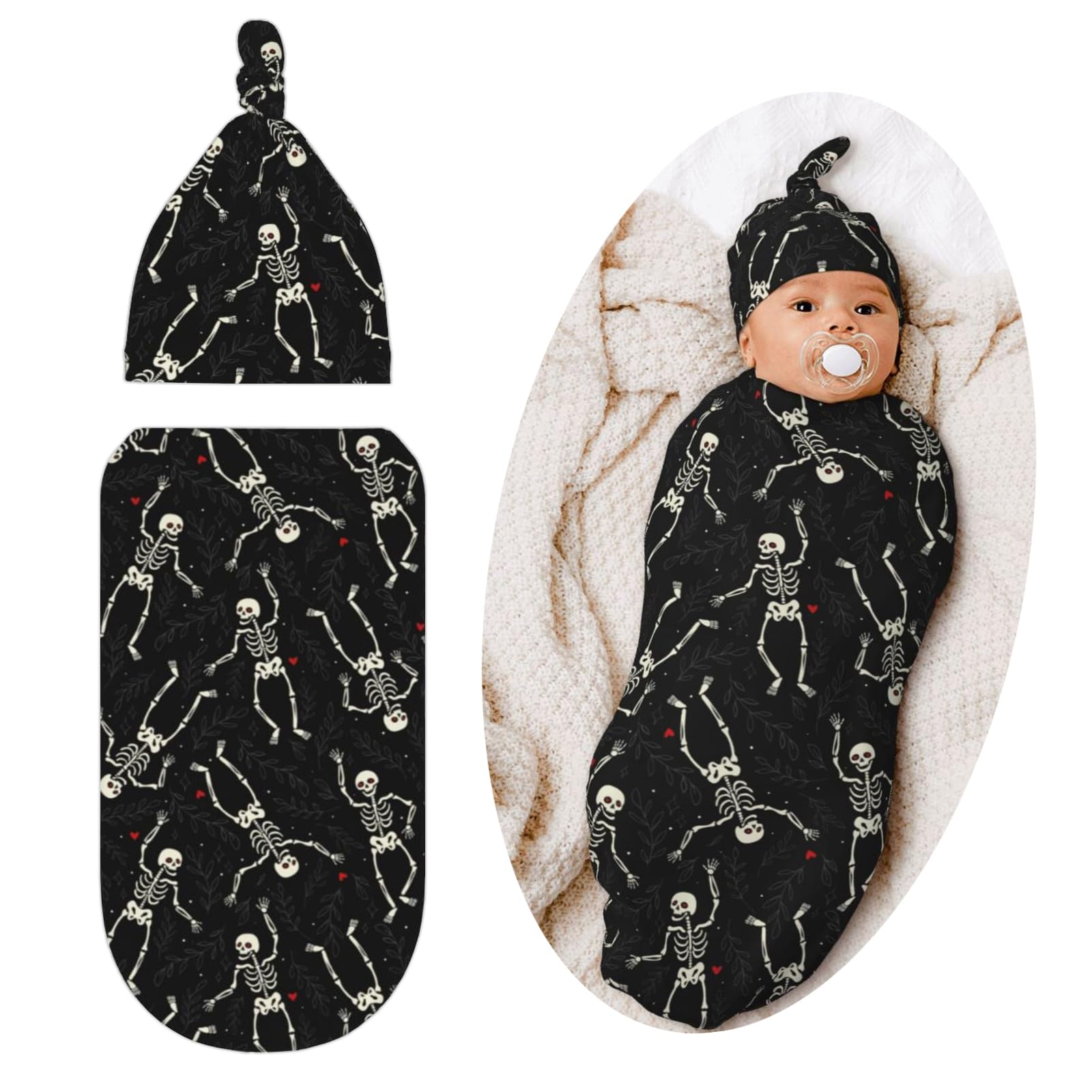 Photo 1 of Jarverce Goth Skull Swaddling Blanket, Gothic Unisex Baby Stuff, Goth
