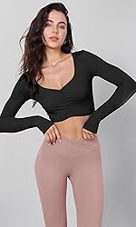 ODODOS Women's Cross Waist Yoga Leggings with Inner