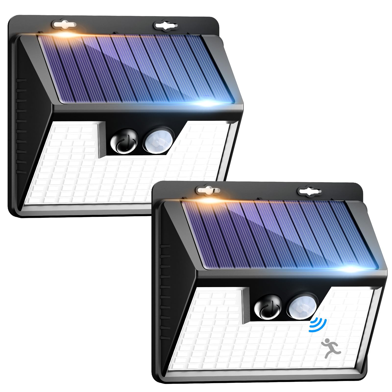 Nipify Solar Security Lights Outdoor, 2 Pack Motion Sensor Lights With 3 Modes, IP65 Waterproof Fence Wall Lights for Garden, Driveway, Path, Steps