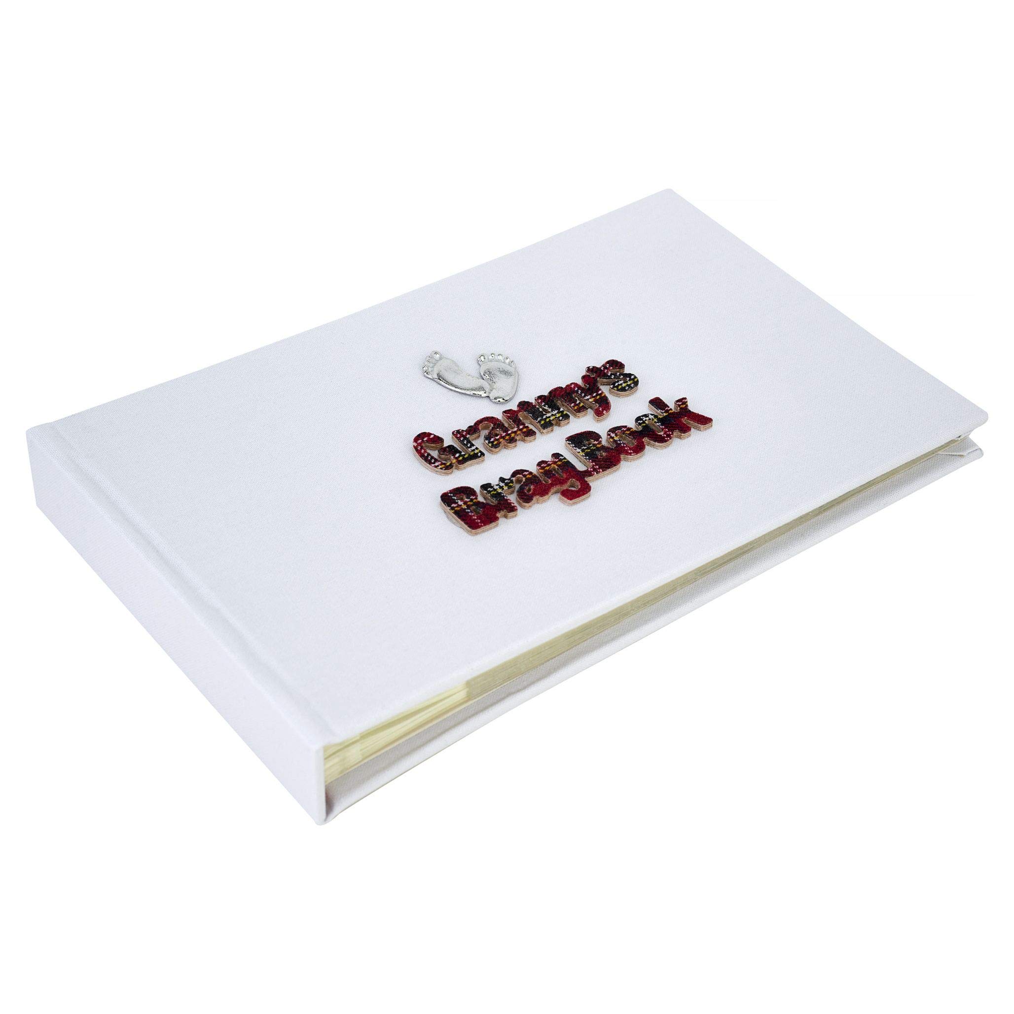Granny's Brag Book - Tartan print with pewter footprints