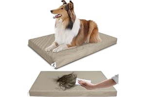 GUANGDEEN Leather XXL Dog Bed, Waterproof Hair Resistant Dog Beds Orthopedic Pet Bed with Removable Cover, Large Size Crate Mat