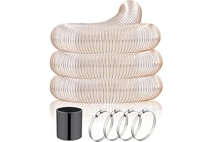 JUYO VONSAN 4 inch PU Heavy Duty Flex Hose - 30ft Clear Dust Debris Collector Hose With Clamps