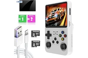 UGTENVERSI R36S Handheld Retro Gaming Console Linux System with 32+64G TF Card, Preloaded with 15000+ Games, Retro Video Game Console 3.5-inch IPS Screen (White)