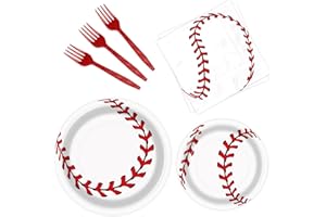 BQK 96 Pcs Baseball Birthday Party Supplies Including Plates, Napkins, Forks & Party Favors