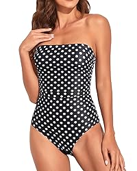 Holipick Women Black Dot Strapless Bandeau One