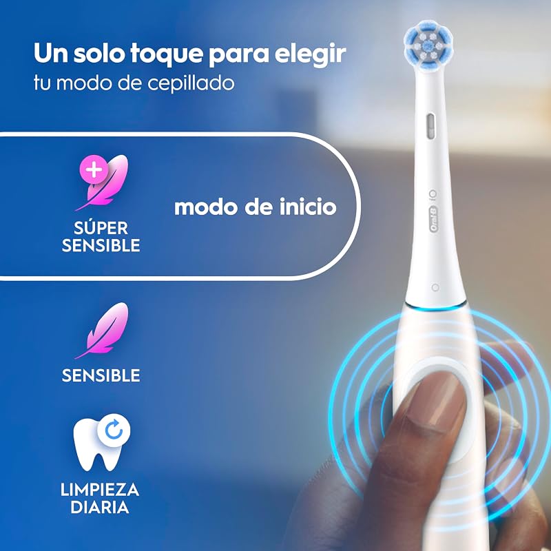 iO 2 escova de dentes elétrica rosa macia, 1 cabeça, 1 estojo de viagem, 3 modos de escovação, sensor de pressão e temporizador, desenhado por Braun