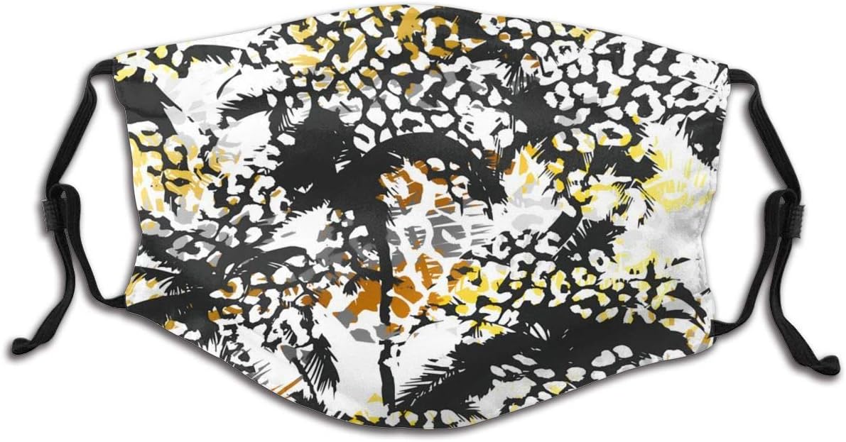 Cartoon Tropical Exotic Pattern Washable Kids Warm Mask, Children Reusable Outdoor Mask, Anti-Dust Masks with Activated Carbon Filter Adjustable Earloop