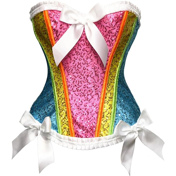 Amazon.com: HGps8w Rainbow Sequins Overbust Corset Tops for Women