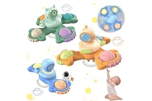 Saeifin 3Pcs Suction Cup Spinner Toy for Baby, Spinners for 2 Year Old Boy Girl, Plane Travel Toddler Sensory Toy, Birthday for 18 Month, Window Toys for Infant