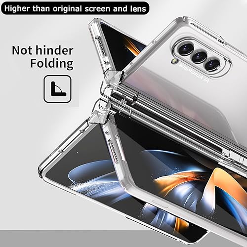 NINKI Compatible Transparent Case for Samsung Z Fold Case Clear with S  Pen S Pen Holder,Hinge Protection C