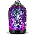 EQUSUPRO Aromatherapy Essential Oil Diffuser - 3D Glass 120ml Aroma Cool Mist Scent Oil Diffuser, Auto Shut-Off, 4 Timer Setting &7 Colors Night Light for Home Decor & Gift (3D Butterfly)