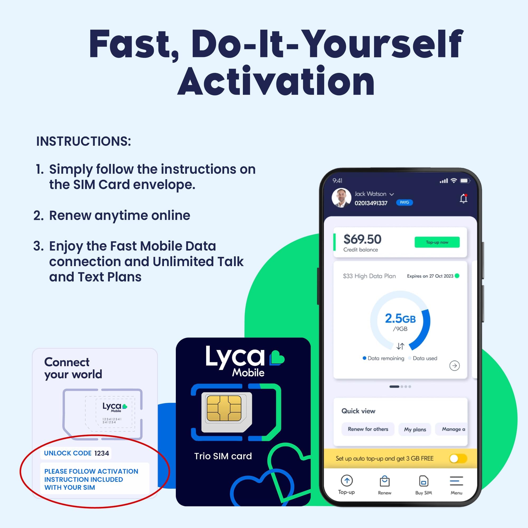 Lycamobile 30 Day USA Prepaid SIM Card with 15GB High Speed 4G LTE/5G Data with Hotspot, International Talk & Text to 100+ Countries, Quick Activation, Triple-Cut US Mobile SIM Card for Cell Phones