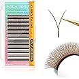 NAGARAKU yy Eyelash Extensions Brown Color y lash 0.07mm C curl Mix Tray 8-15mm Premade 4D Easy Fan Russian Volume Cluster 12 rows pre Fanned Wispies Crisscross Eye Lashes