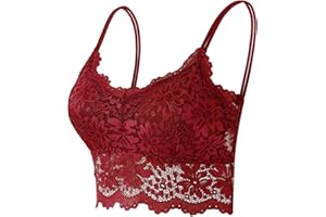 Gaexia Lace Bralette Top Lace Bralettes for Women Wireless Bralette Floral Non Padded Lace Cami Bandeau Bras with Straps