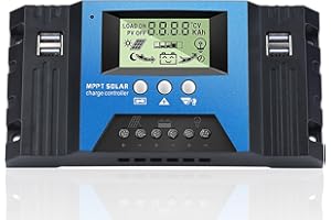 VIXKPIRR MPPT 30amp Solar Charge Controller 12V 24V Auto, Solar Controller 30A MPPT with LCD Display, Temperature Sensor 4 USB Ports Fit for Solar Panels 12V 24V Gel Sealed Flooded and Lithium Battery