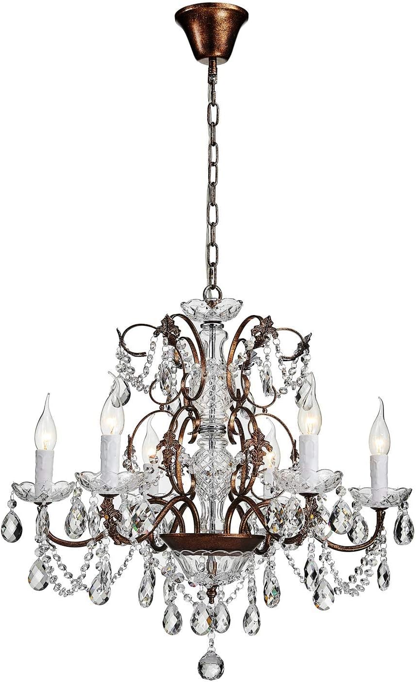 Saint Mossi Modern K9 Crystal Raindrop Chandelier Lighting Flush Mount LED Ceiling Light Fixture Pendant Lamp for Dining Room Bathroom Bedroom Livingroom 6 E12 LED Bulbs Required Height 23 x Width 24 - - 