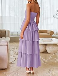 ZESICA Women‘s Summer Boho Strapless Maxi Dress