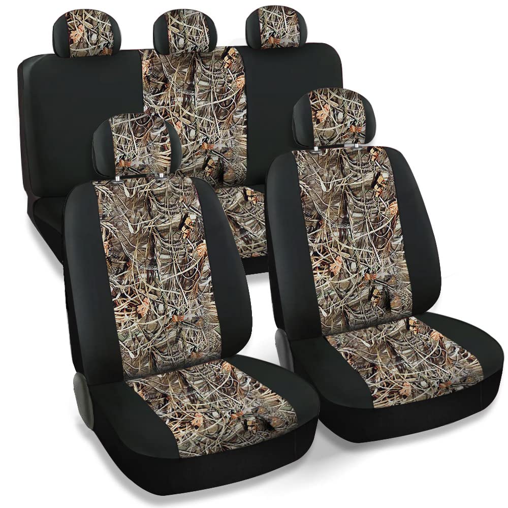Photo 1 of CarsCover Real Black Camo Seat Covers Maple Forest Tree Leaf Pattern Camouflage for Auto Truck Car SUV Hunter Style Seat Cover (9pc Black Camo Low Back)