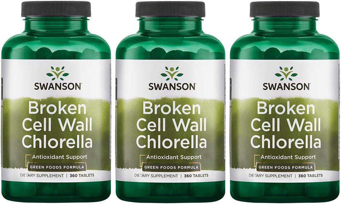 Swanson Broken Cell Wall Chlorella 500 mg 360 Tabs 3 Pack