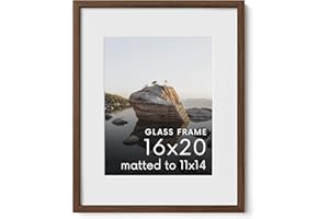 HAUS AND HUES 16x20 Picture Frame with Real Glass & Walnut American Oak Matted to 11x14 - Oak 16x20 Wood Frame - Includes Vertical & Horizontal Hang - Ideal for Home, Room, Office (16x20 in, Walnut)