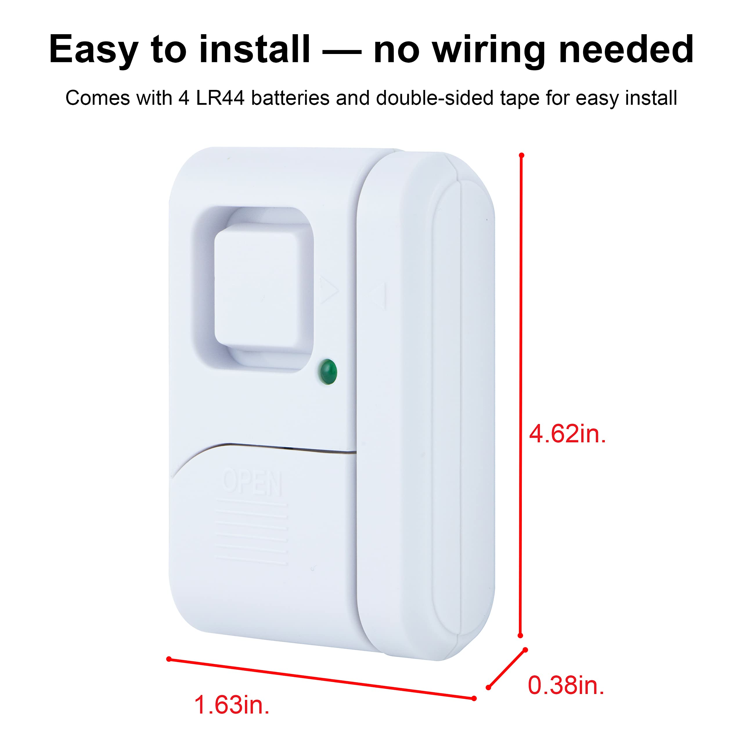 GE Personal Security Window and Door Alarm, 6 Pack, DIY Protection, Burglar Alert, Wireless Chime/Alarm, Easy Installation, Home Security, Ideal for Home, Garage, Apartment and More,White, 49721