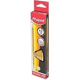 Maped - Essentials yellow triangular graphite #2 pencils - 12 Count | Ergonomic Grip for Comfort - Smooth Writing Experience - Ready to Use Pre-sharpened - Ideal for Schoolwork and Students