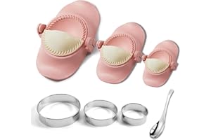 MUMSUNG Empanadas Maker Press, Dumpling Maker, Empanadas press Mold Maker Set with Dough Cutter, Dumpling Mold Set and Cutter for Pierogi, Pastelitos, Turnovers, Chinese Dumpling L/4"+M/3"+S/2.6"