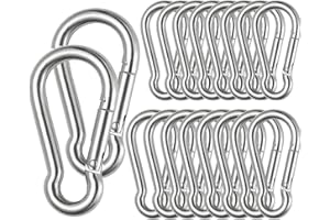 APACALI Stainless Steel Spring Snap Hook Carabiner M6 M8 M10 Heavy Duty Carabiner Clip Spring Clips Keychain 5/16 Inch Quick Links for Backpack, Hammocks, Camping, Swing(16/30/10PCS)
