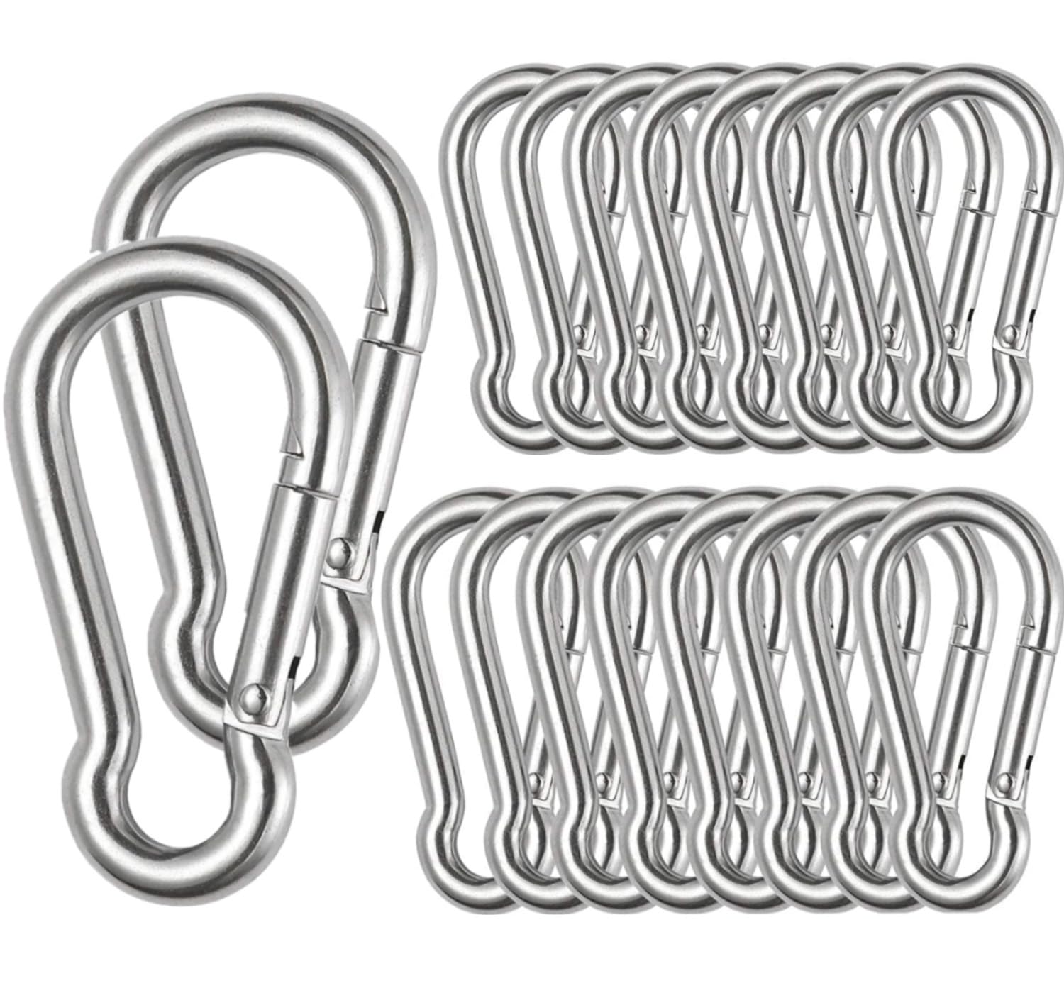 thumbnail image 2 of Stainless Steel Spring Snap Hook Carabiners - M6 M8 M10 Sizes, Heavy Duty Quick Links (16/30/10 Pcs) 2 of 12