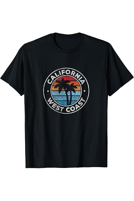 Amazon.com: California Vintage T Shirt Retro 70s Throwback Tee 