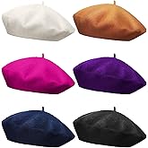 Blulu 6 Pieces Women Wool Beret Hat French Style Beret Beanie Cap Solid Color Winter Hat