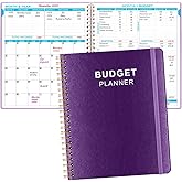 Budget Planner - 8" x 9.5" Monthly Budget Book with Expense Tracker Notebook, 2026 Budgeting Book and Financial Planner to Control Your Money. Large Size, PU Leather, Purple
