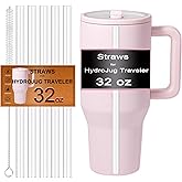 5-Pack Replacement Straw for HydroJug Traveler 32 oz Tumblers, Straws for Hydro Jug Flip Straw Tumbler 32oz Accessories, Reusable,Tritan,Dishwasher Safe,Food Safe,BPA Free,Clear