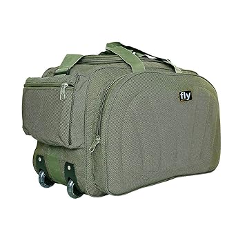 Leather World Fly Fashion Water Proof Green Nylon Travel Duffle Strolley Bag for Men and Women